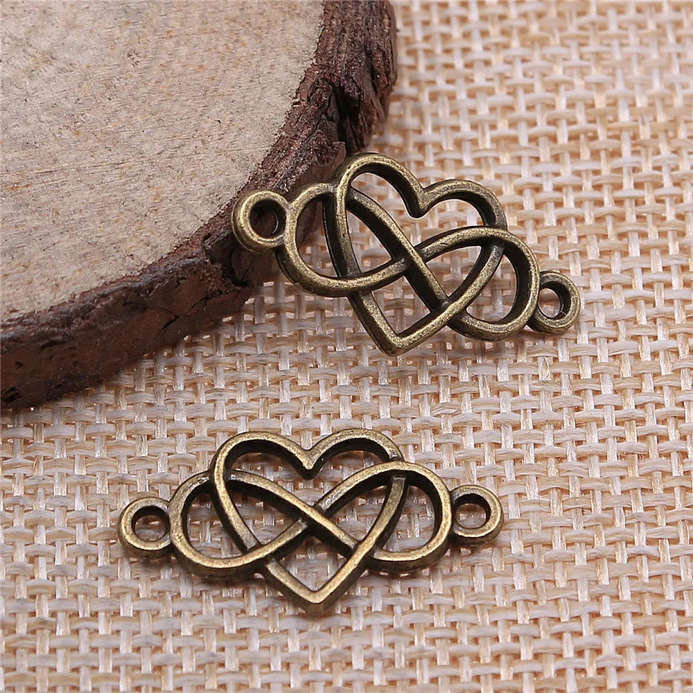 13x25mm 1.2g Zinc Alloy Infinity Heart Connector Charm for DIY Bracelet Necklace Jewelry Making