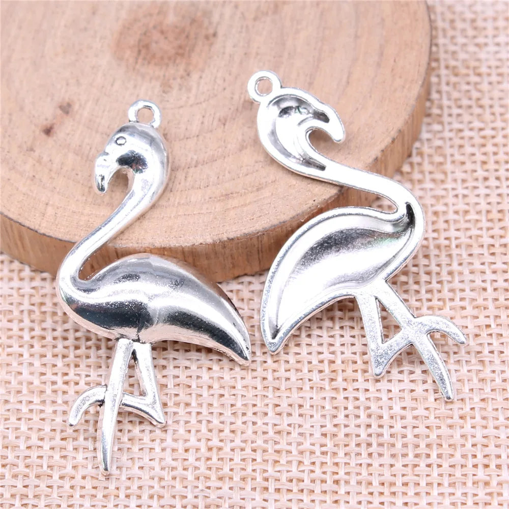 47x25mm 3.4g Multicolor Zinc Alloy Flamingo Bird Charm Pendant for DIY Necklace Bracelet Jewelry Making
