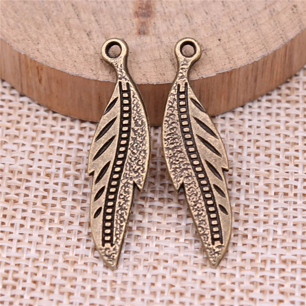 32x9mm 1.5g Multicolor Zinc Alloy Feather Charm Pendant for DIY Bracelet Necklace Jewelry Making