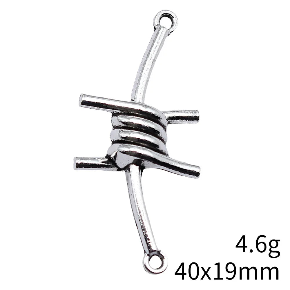 40x19mm 4.6g Antique Silver Zinc Alloy Thorn Connector Charm for DIY Bracelet and Necklace Making