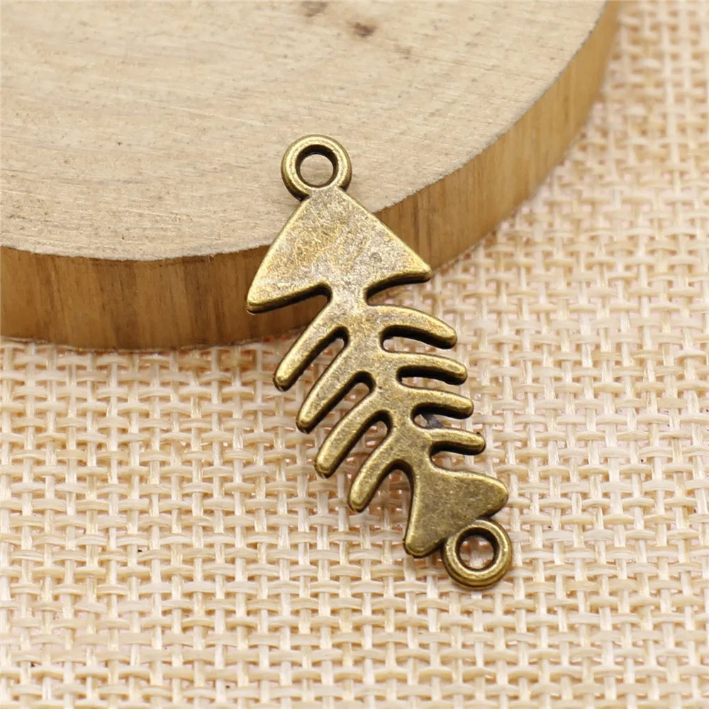 31x12mm 2g Multicolor Zinc Alloy Fishbone Fish Connector Charm for DIY Necklace Bracelet Jewelry Making