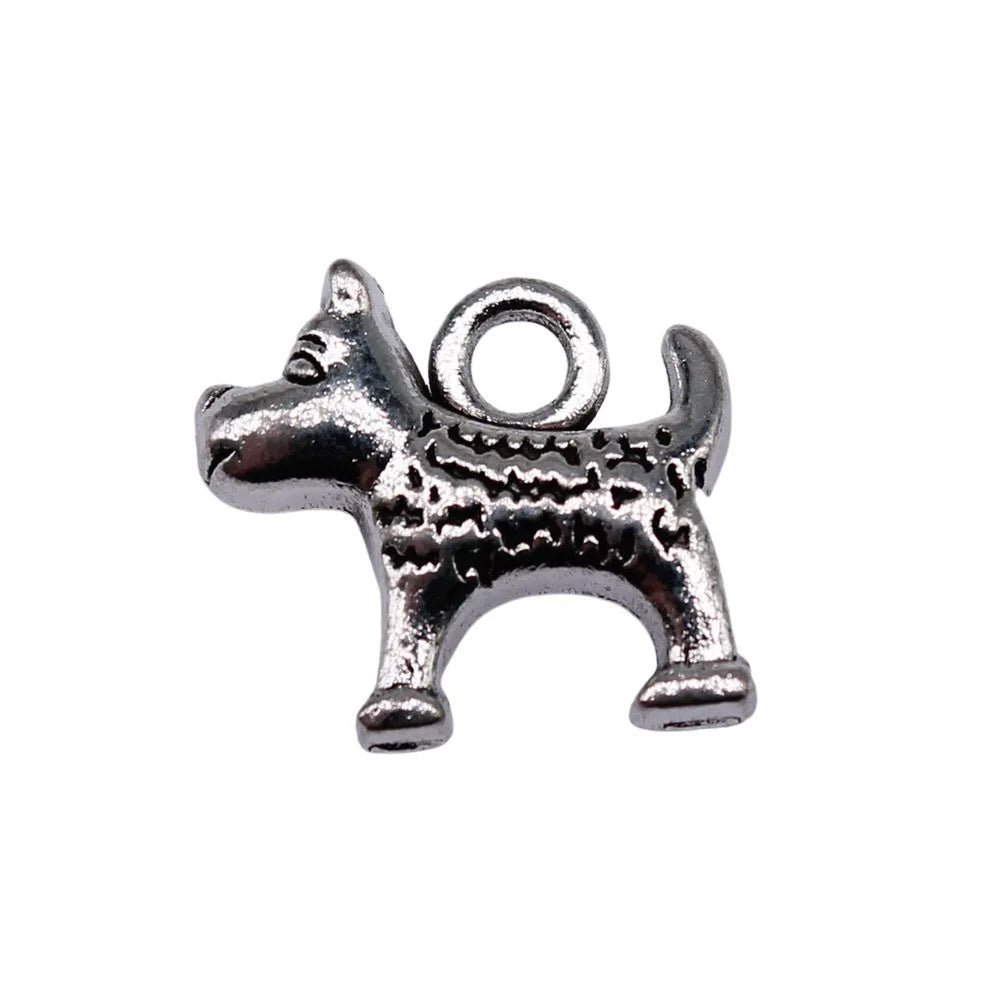 13x13mm 1.7g Multicolor Zinc Alloy Dog Charm Pendant for DIY Necklace Bracelet Making