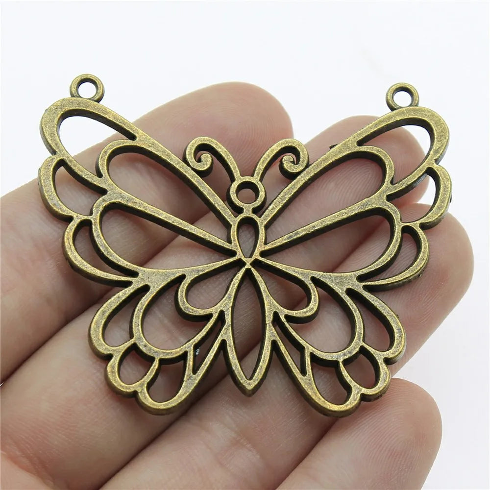 58x50mm 11.8g Multicolor Zinc Alloy Butterfly Connector Charm Pendant for DIY Necklace Bracelet Making