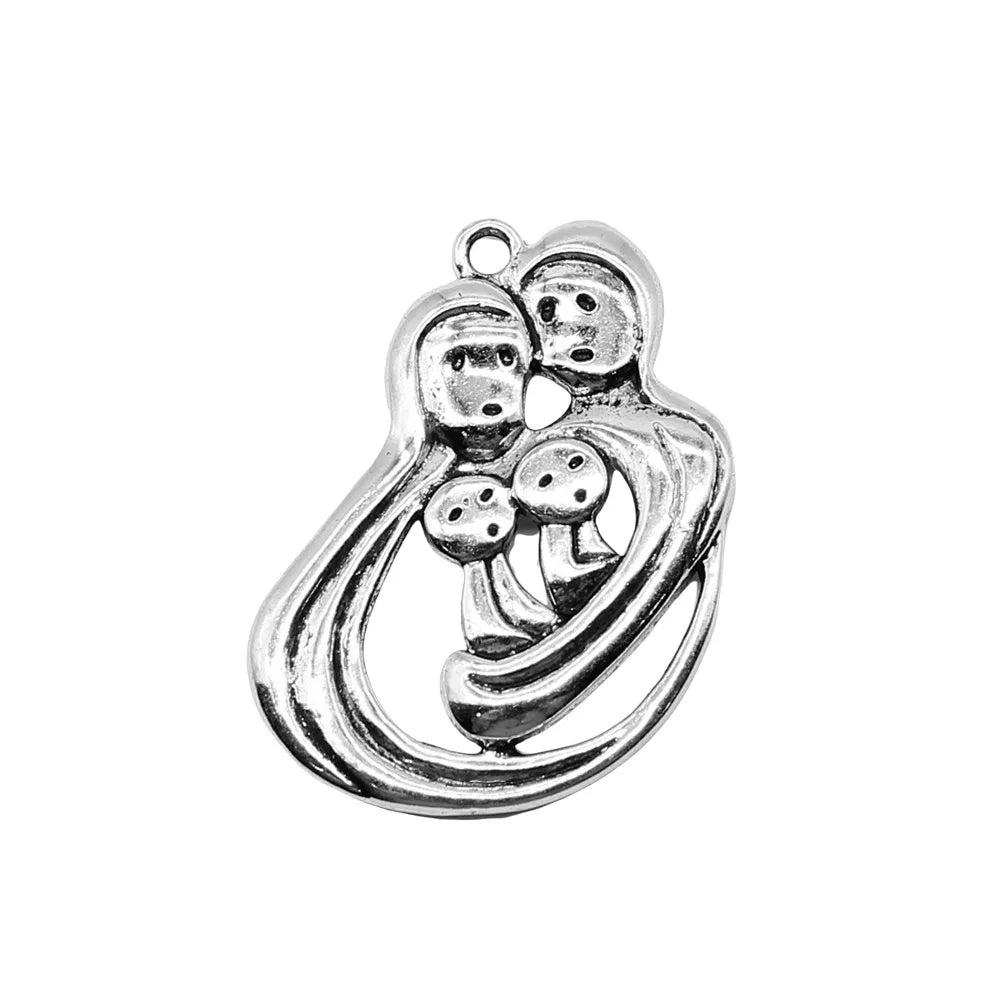 41x49mm 10g Antique Silver Finish Zinc Alloy Loving Family Charm Pendant for DIY Necklace Jewelry