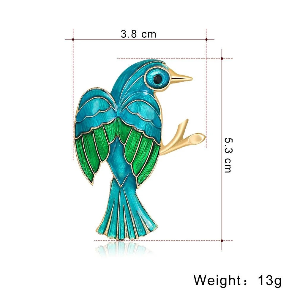Elegant Enamel Bird Brooch With Rhinestone Eye, Gold Tone Alloy Animal Lapel Pin Scarf Corsage Gift