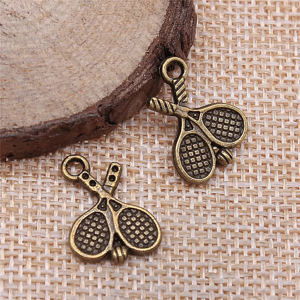18x14mm 1.5g Multicolor Zinc Alloy Tennis Racket Charm Pendant for DIY Sports Theme Jewelry Making