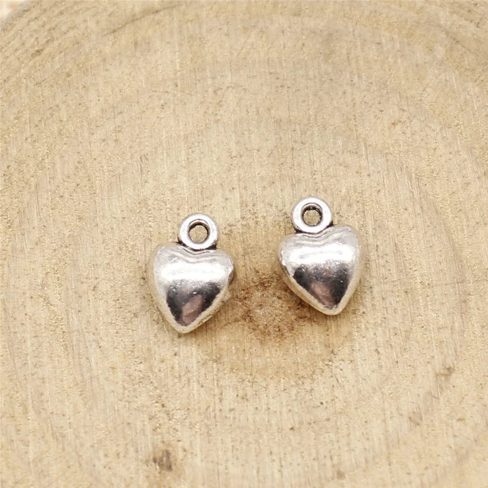 9x7x4mm 0.8g Zinc Alloy Heart Charm Pendants for DIY Bracelet Necklace Jewelry Making