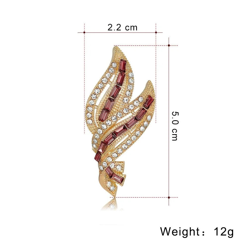 Elegant Rhinestone Leaf Brooch With Blue Zircon Accents, Women’s Lapel Pin Corsage Suit Scarf Accessory