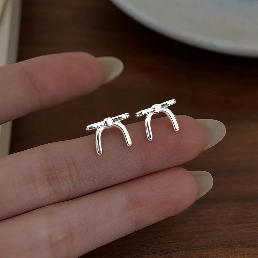 Eco-Friendly Copper Bow Knot Stud Earrings Minimalist Ballet Style Versatile Daily Jewelry