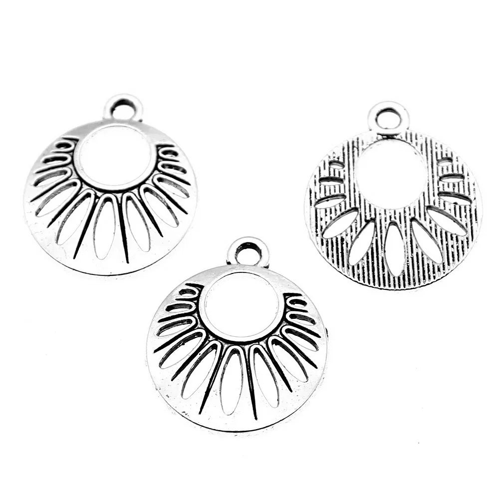 19x23mm 1.5g Multicolor Zinc Alloy Flower Filigree Charm Pendant for DIY Earring Necklace Making