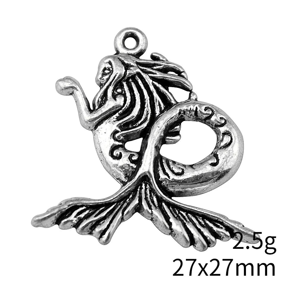 27x27mm 2.5g Multicolor Zinc Alloy Mermaid Charm Pendant for DIY Ocean Theme Jewelry Making