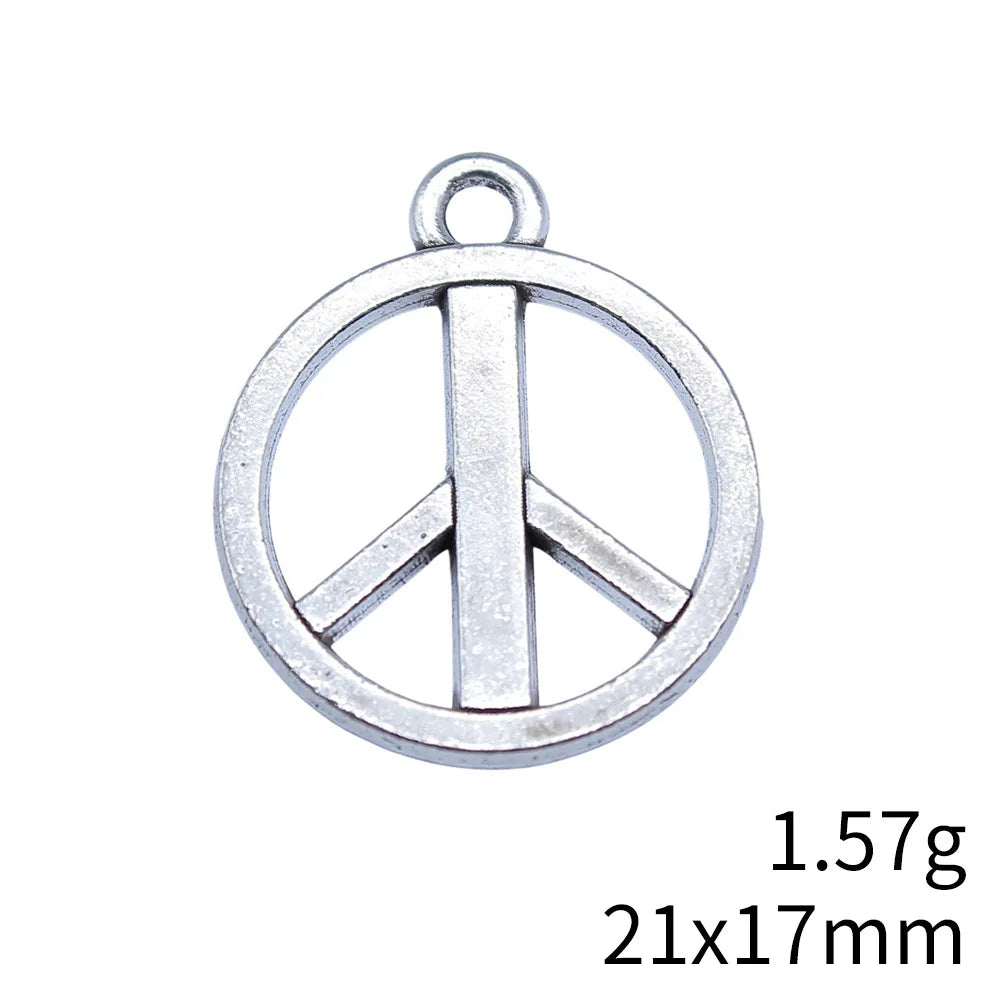 21x17mm 1.57g Multicolor Finish Zinc Alloy Peace Symbol Charm Pendant for Bracelet Necklace DIY Jewelry