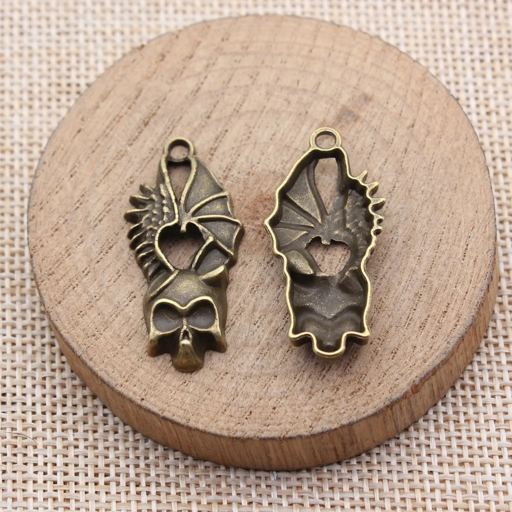 36x16mm 2.2g Multicolor Zinc Alloy Demon Bat Skull Charm Pendant for DIY Gothic Jewelry Making