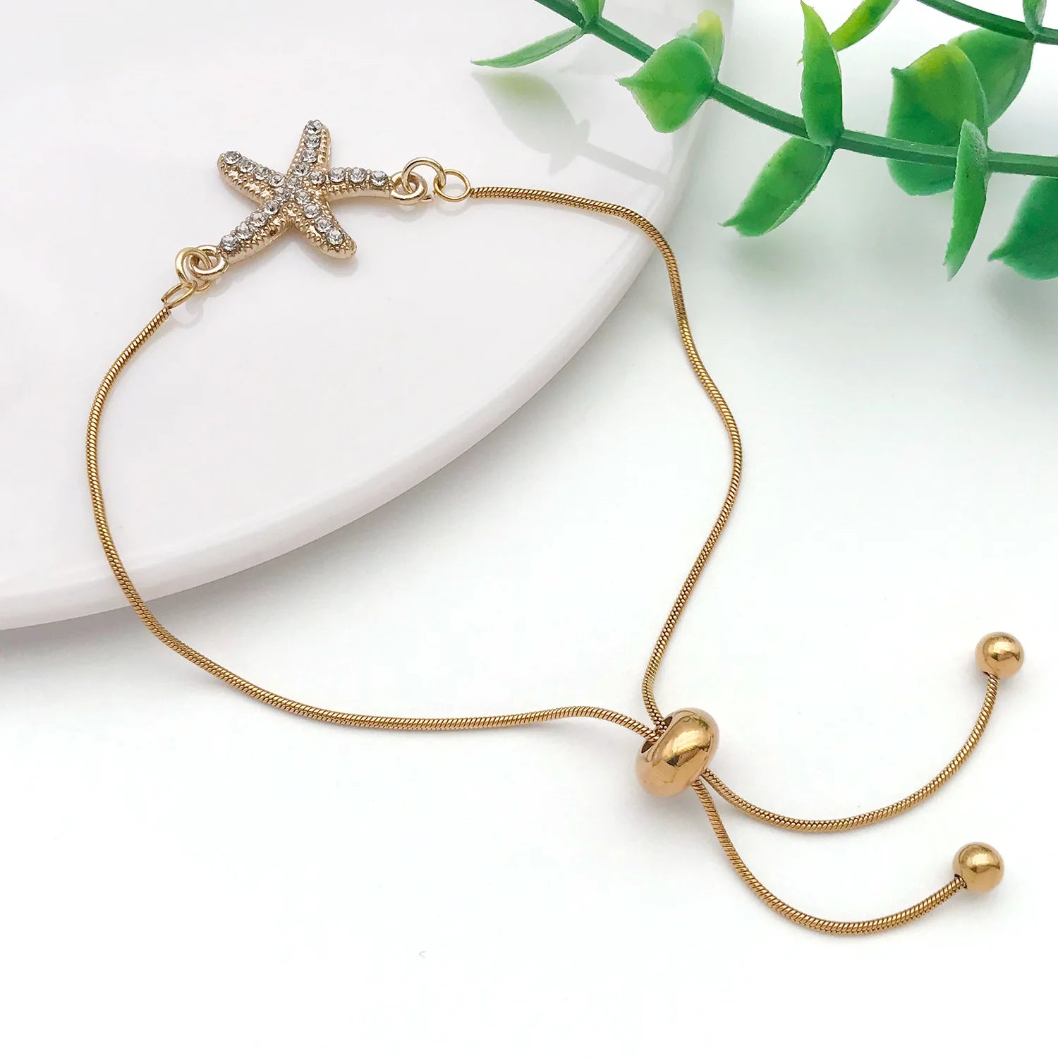 Gold Tone Silicone O Link Sliding Bracelet Adjuster Chain for DIY Bracelet Jewelry Making