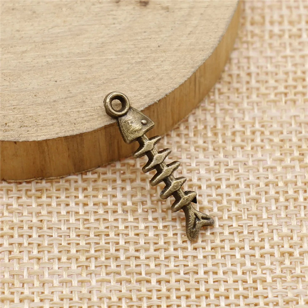 23x5mm 0.6g Multicolor zinc alloy Fish Bone charm pendant for necklace bracelet DIY jewelry making