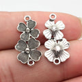 26x12mm 1g Antique Silver Zinc Alloy Chinese Flower Connector Charm for DIY Earrings Jewelry