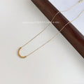 14K Gold Plated Copper Square Bead Collarbone Necklace For Women Minimalist Geometric Jewelry