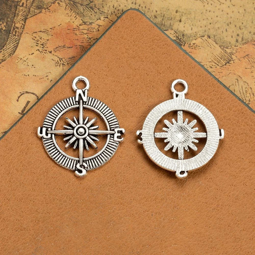 25MM Zinc Alloy Compass Charm Pendant for DIY Necklace Bracelet Jewelry Making