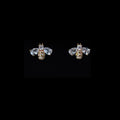 14K Gold Plated Needle Zircon Micro Pave Bee Stud Earrings For Women Korean Japanese Minimalist Jewelry