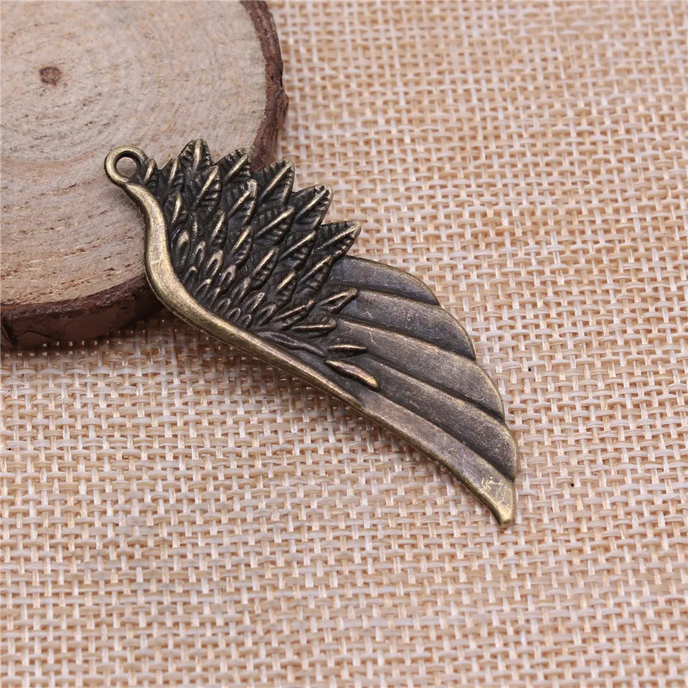22x58mm 5.7g Multicolor Zinc Alloy Large Wing Charm Pendant for DIY Necklace Earrings Jewelry