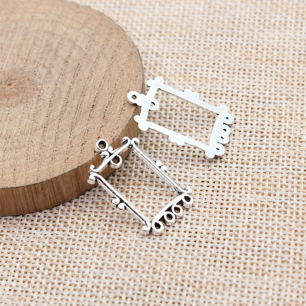 26x17mm 1.15g Antique Silver Zinc Alloy Rectangle Earring Connector Charm for DIY Earring Making