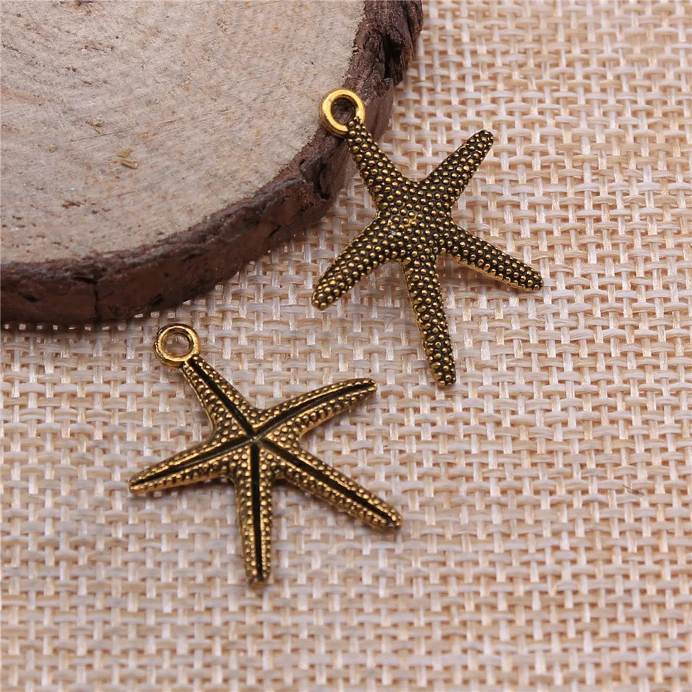 26x22mm 1.4g Multicolor Zinc Alloy Starfish Charm Pendant for DIY Bracelet Necklace Making