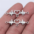 31x10mm 1.2g Antique Silver Zinc Alloy Heart Heartbeat Connector Charm for DIY Bracelet Making