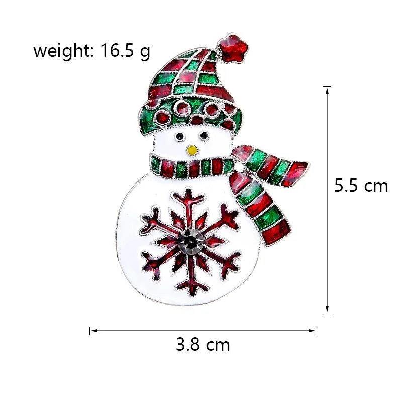 Cute Christmas Snowman Snowflake Enamel Rhinestone Alloy Brooch, Festive Lapel Pin Corsage Gift