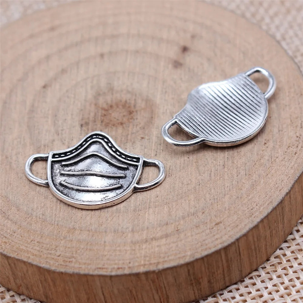 14x23mm 1g Antique Silver Zinc Alloy Face Mask Charm Pendant for Bracelet Necklace DIY Jewelry