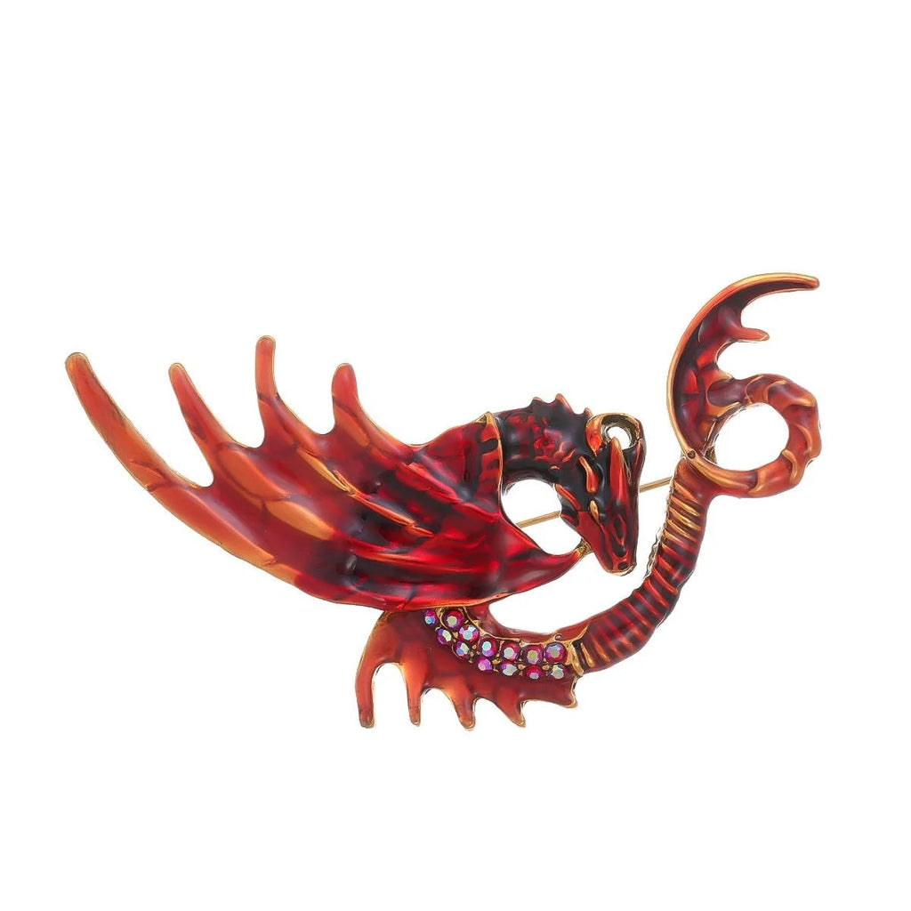 Cute Enamel Flying Dragon Brooch With Rhinestone Accents, Cartoon Pterosaur Lapel Pin Gift
