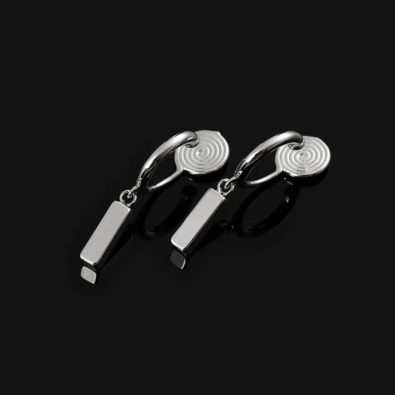 Elegant Alloy Spiral Disc Hoop Bar Dangle Stud & Clip On No Piercing Minimalist Fashion Earrings