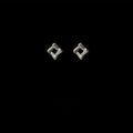Minimalist 14K Plated Copper Hollow Diamond Geometric Stud Earrings For Commuter Style