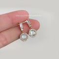 Light Luxury Copper Micro Pave Zircon Round Geometric Drop Earrings For Women