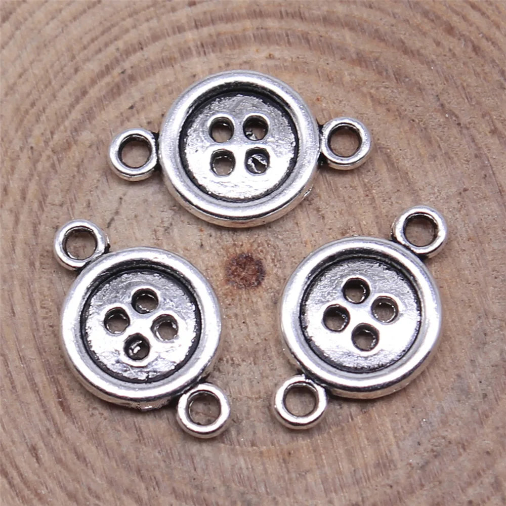 16x10mm 0.8g Antique Silver Zinc Alloy Button Connector Charm for DIY Bracelet Necklace Jewelry Making