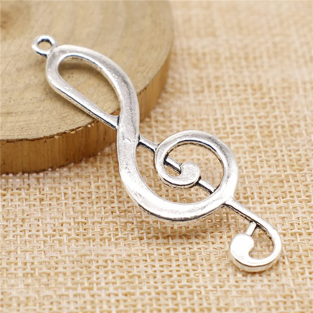 60x21mm 3.9g Antique Silver Zinc Alloy Treble Clef Music Note Charm Pendant for DIY Jewelry Making