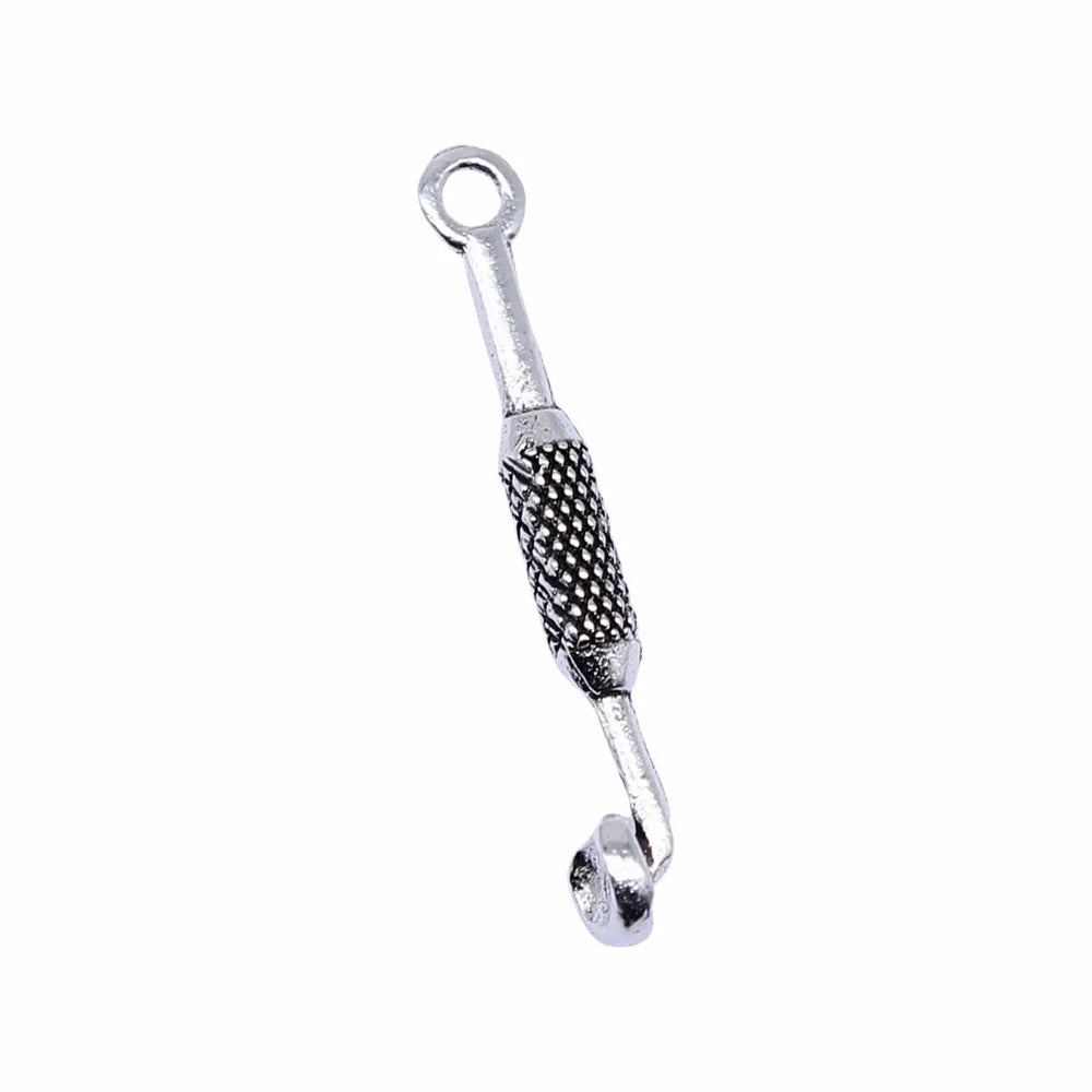 28x5mm 1.1g Antique Silver Zinc Alloy Smoking Pipe Charm Pendant for DIY Vintage Jewelry Making