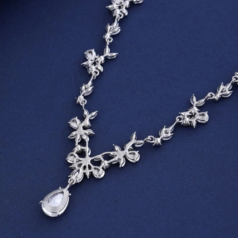 Luxury Rhinestone Water Drop Bridal Jewelry Set With Necklace Bracelet Earrings For Wedding Party