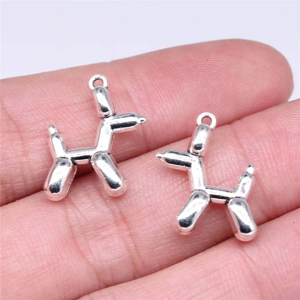 19x15mm 2.09g Antique Silver Zinc Alloy Balloon Poodle Charm Pendant for DIY Bracelet Necklace