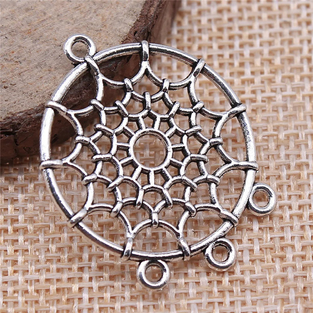 27x34mm 2.7g Multicolor Zinc Alloy Dreamcatcher Connector Charm for DIY Earrings Jewelry Making