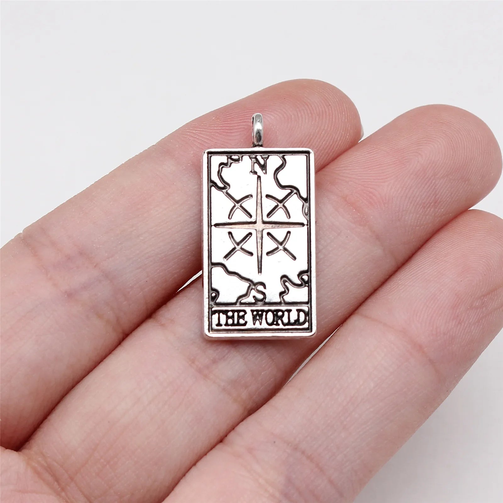 26x13mm 2.8g Zinc Alloy Tarot Card Sun Moon Star World Fortune Charm Pendant for DIY Necklace Jewelry