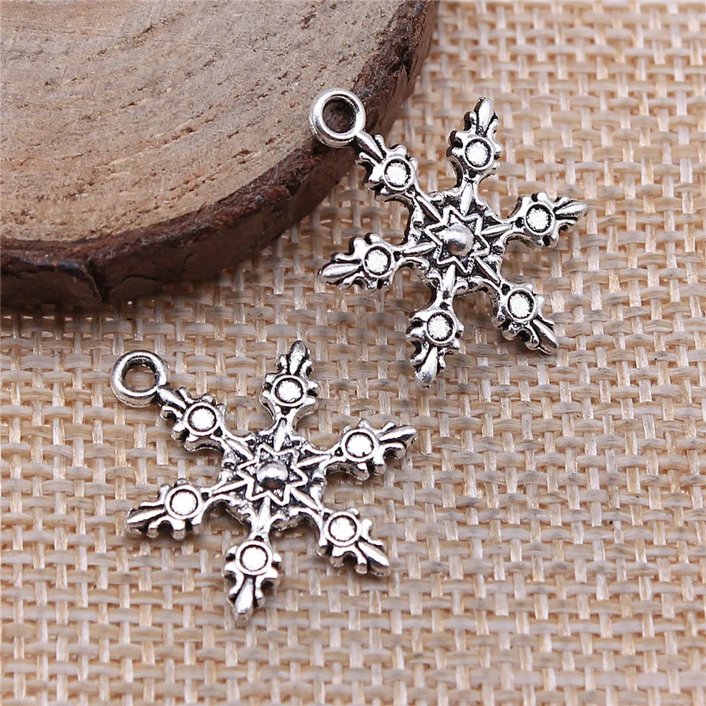 17x23mm 1.2g Antique Silver Zinc Alloy Snowflake Charm Pendant for DIY Christmas Jewelry Making