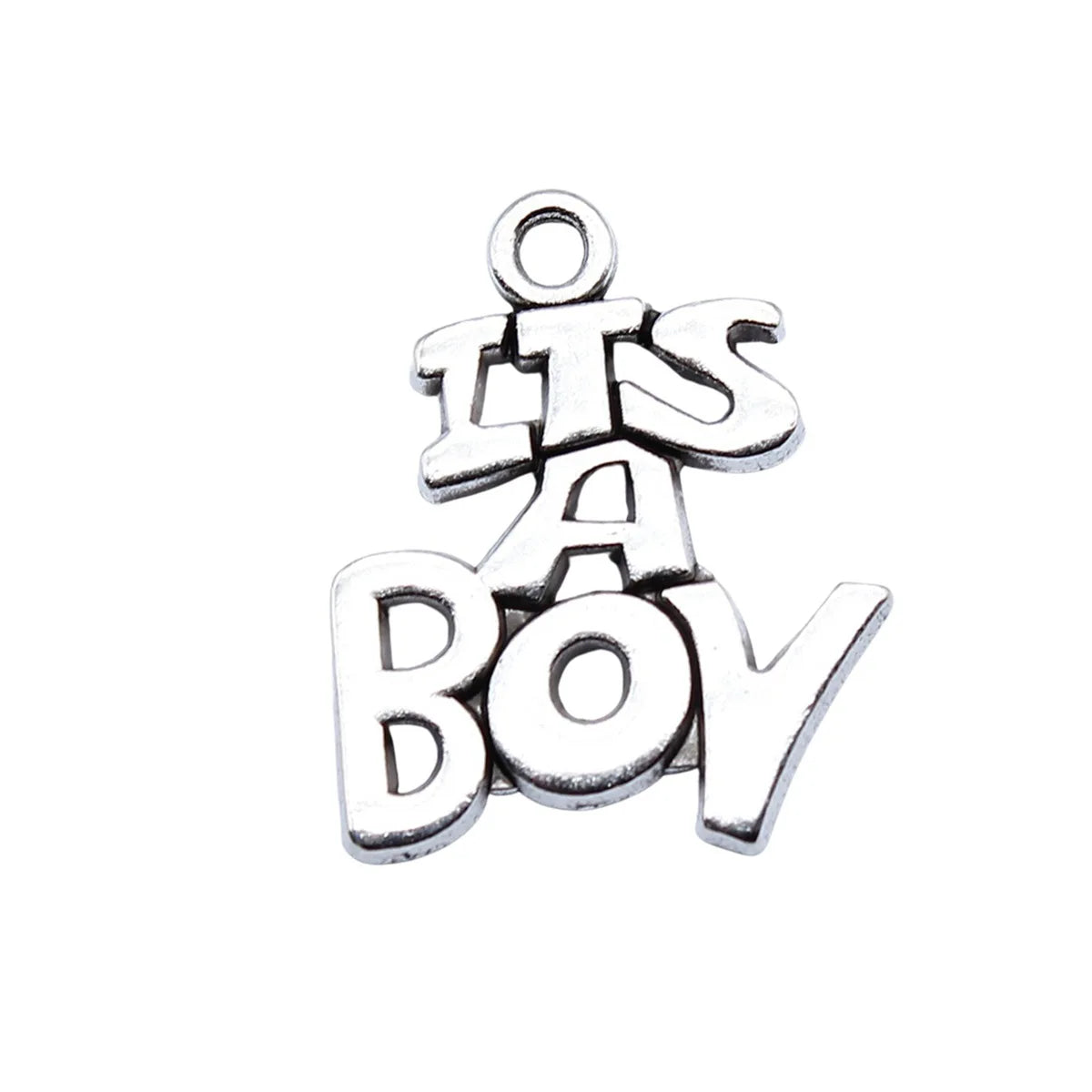 19x23mm 2.3g Antique Silver Zinc Alloy It's A Boy Word Tag Charm Pendant for Necklace Bracelet DIY
