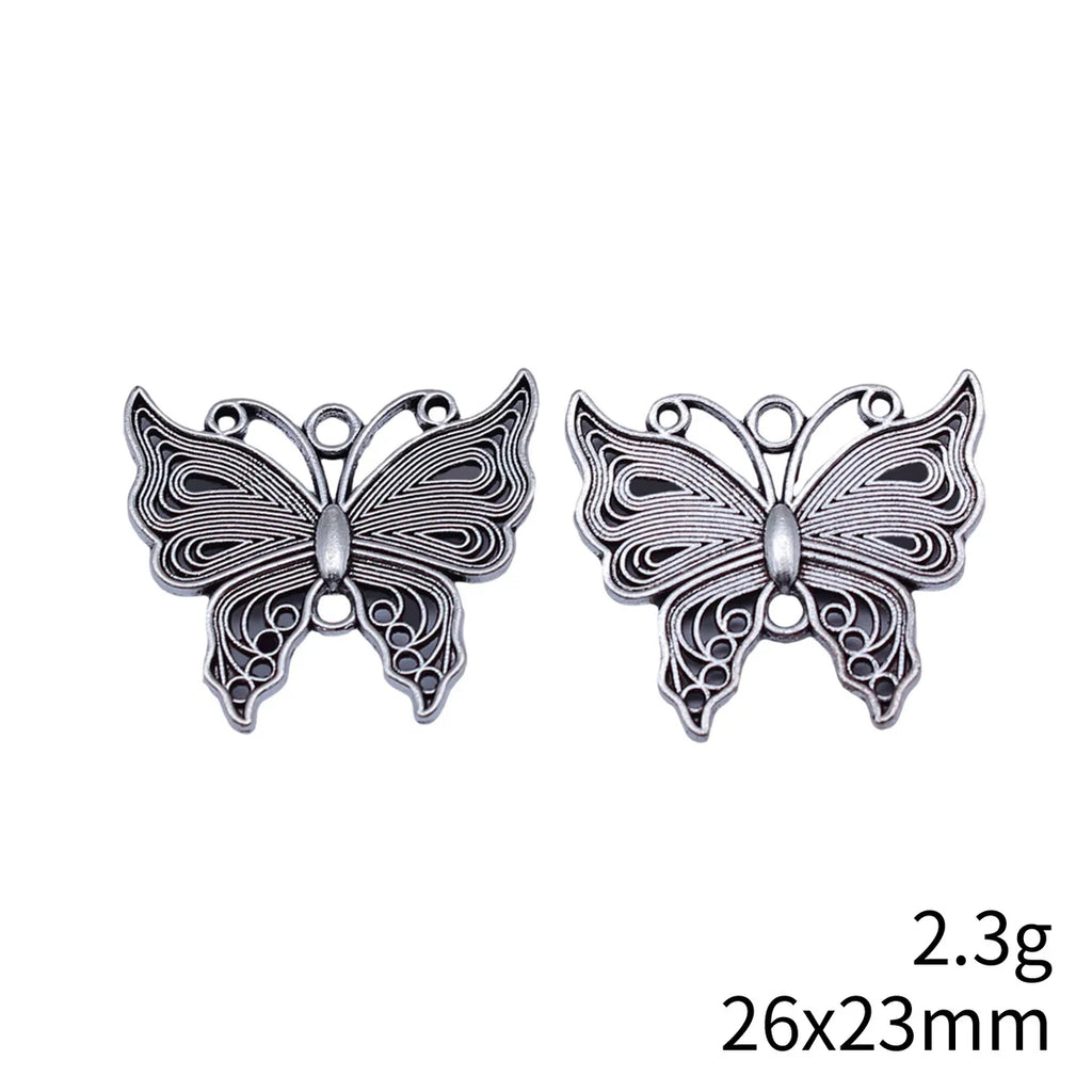 26x23mm 2.3g Antique Silver Zinc Alloy Butterfly Charm Pendant for DIY Necklace Bracelet Making
