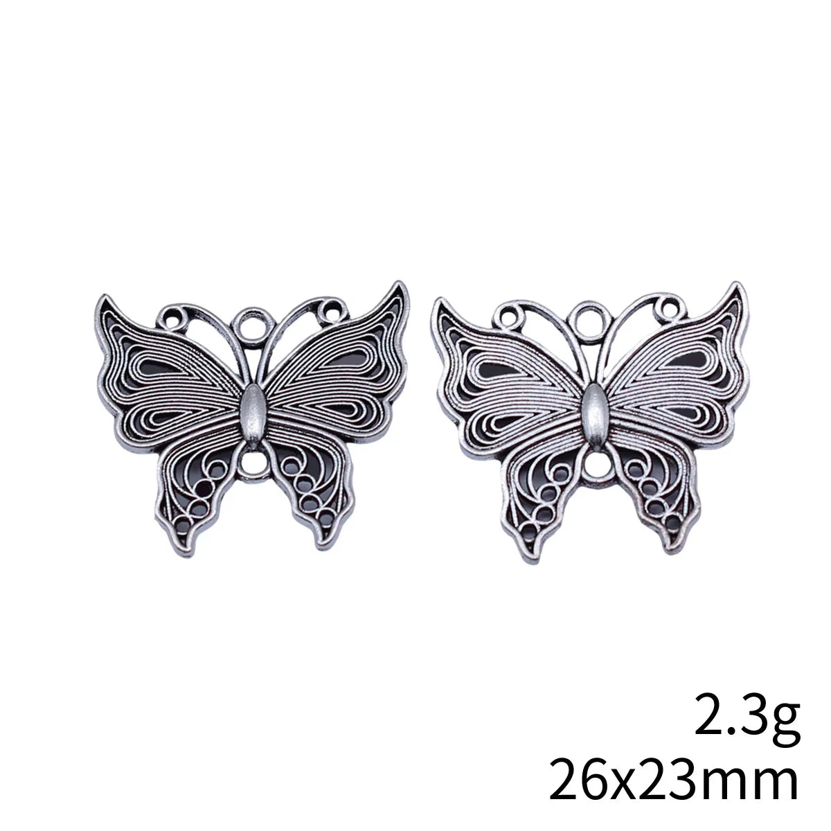 26x23mm 2.3g Antique Silver Zinc Alloy Butterfly Charm Pendant for DIY Necklace Bracelet Making