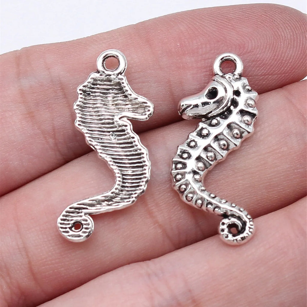 29x13mm 1.4g Antique Silver Zinc Alloy Seahorse Charm Pendant for DIY Ocean Theme Jewelry Making
