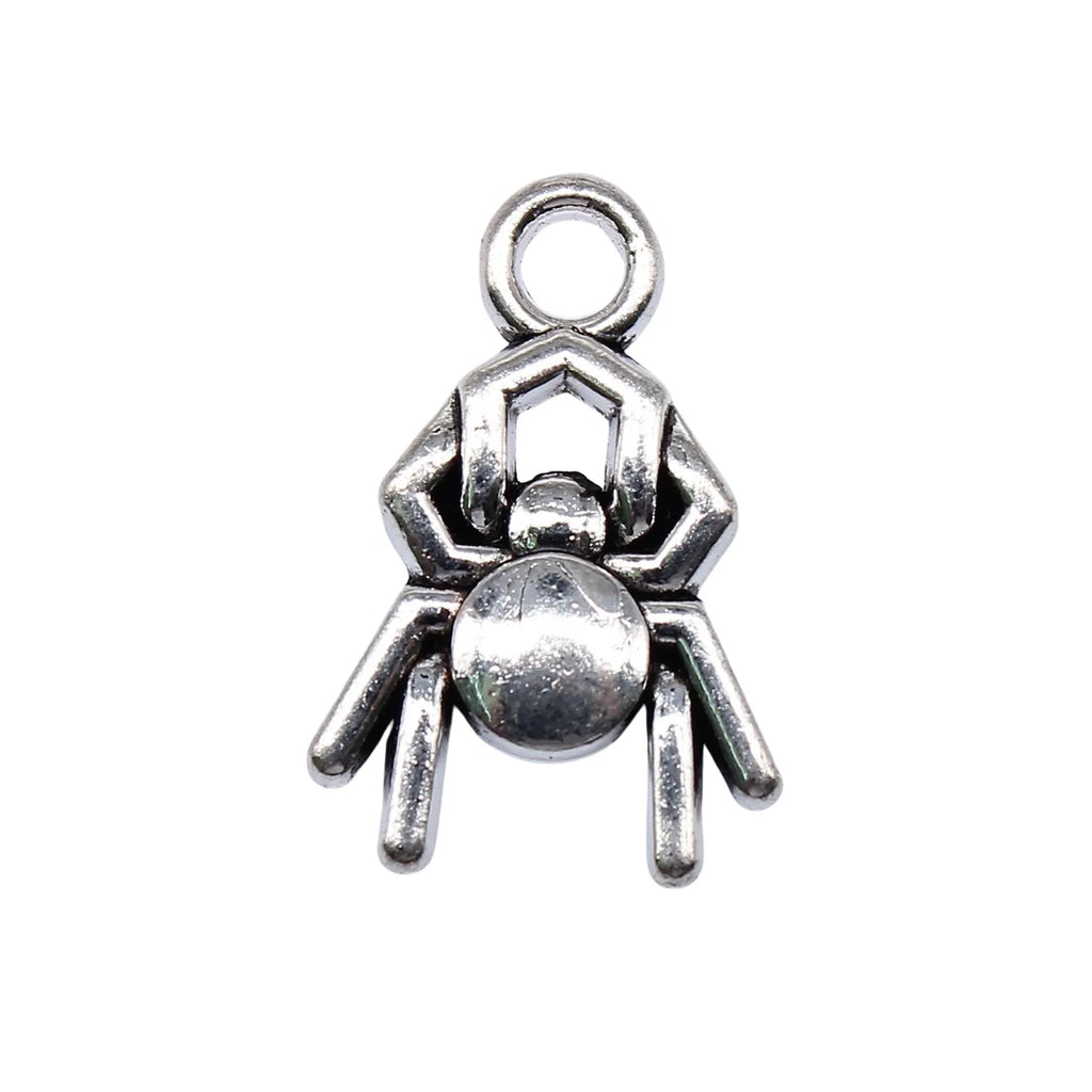 16x11mm 0.82g Antique Silver Zinc Alloy Cute Spider Charm Pendant for DIY Halloween Jewelry Making