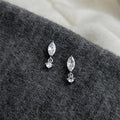 Premium Copper Zircon Tassel Drop Earrings Geometric Marquise Waterdrop Design