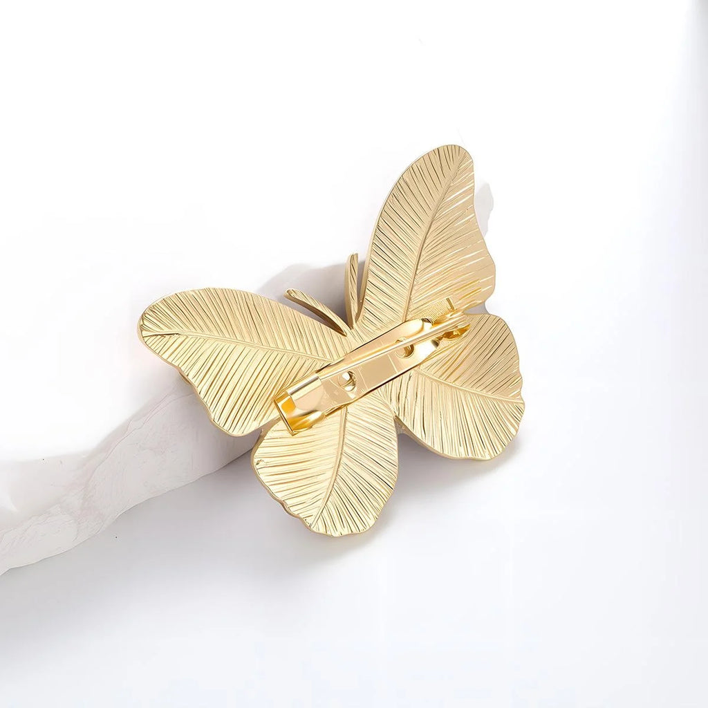 Elegant Forest Butterfly Enamel Alloy Brooch With Blue Yellow Wings, Luxury Lapel Pin Suit Corsage Gift