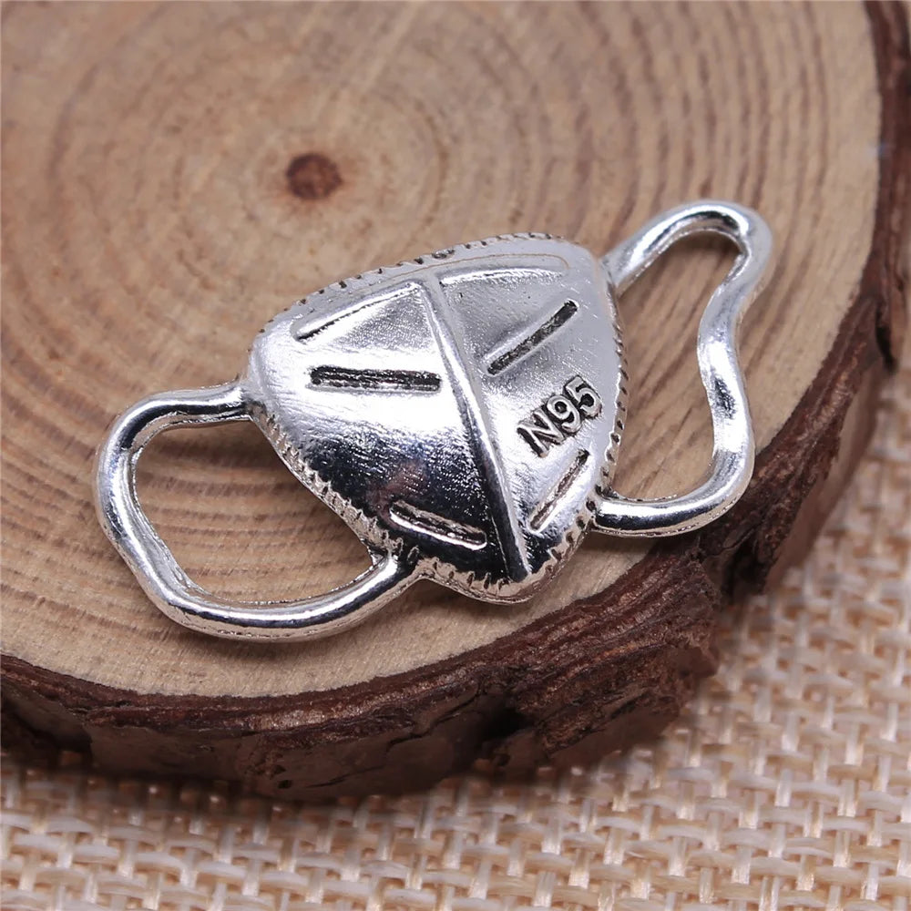31x15mm 2.4g Antique Silver Zinc Alloy Mask Connector Charm for DIY Bracelet Necklace Jewelry Making