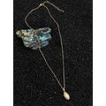 18K Gold Plated Copper Mother Of Pearl Oval Geometric Pendant Clavicle Necklace